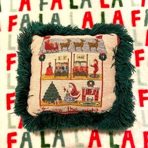 Riverdale vintage Mini Santa Christmas Eve Twas the Night Green Holiday Pillow